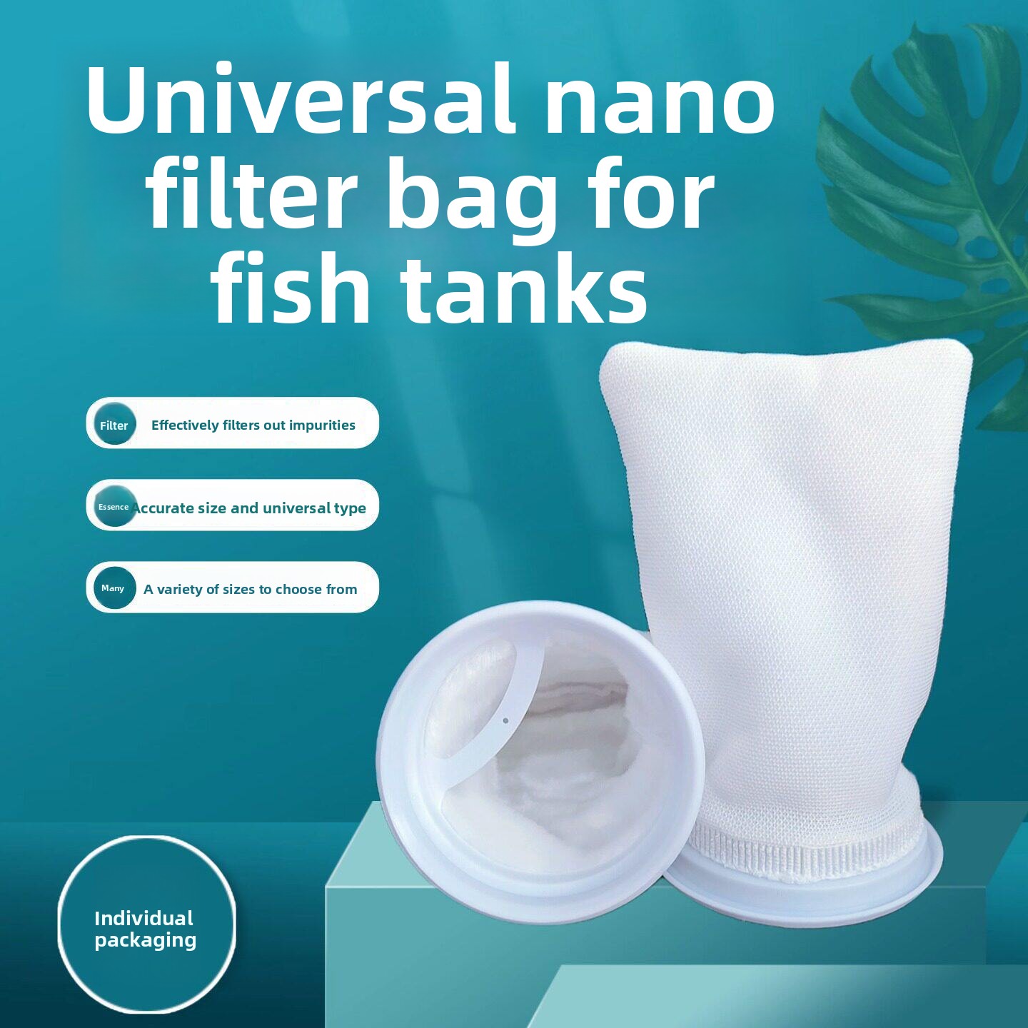Fishing Socks - 3-pack gecodeerde verdikte nano-aquariumfiltersokken, filterkatoenbeugel met