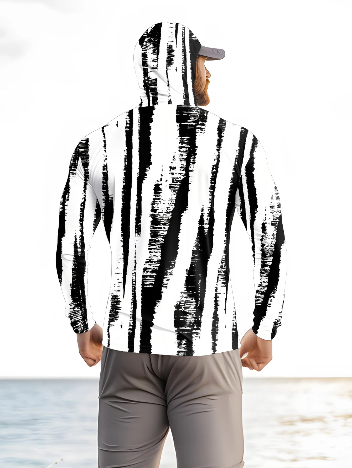 Heren zwart-wit gestreepte vis - Fishing Hoodie recensie en prijs